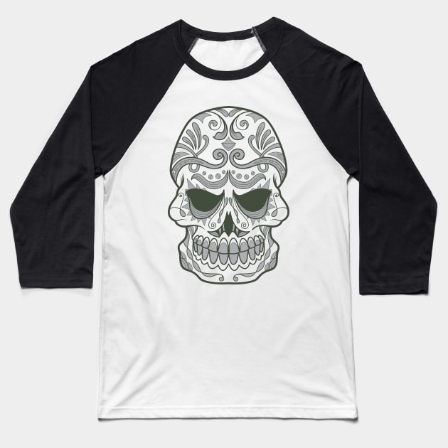 Sugar Skull Baseball T-Shirt by NiceIO